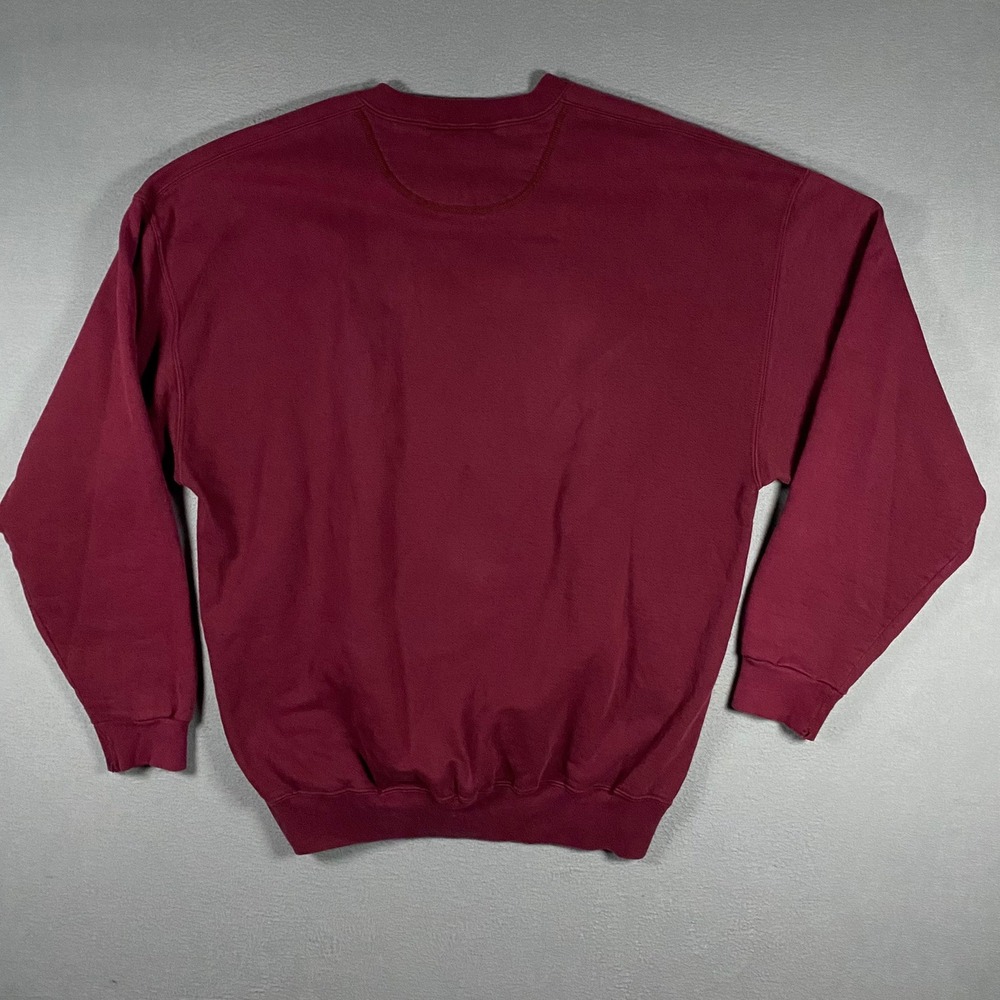 Vintage Lands End Sweatshirt Mens XL Maroon Fleece Pullover Crewneck Made USA - Picture 2 of 9